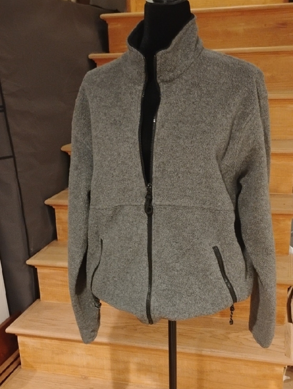 J. Crew Gray Teddy Fleece Zip Jacket L